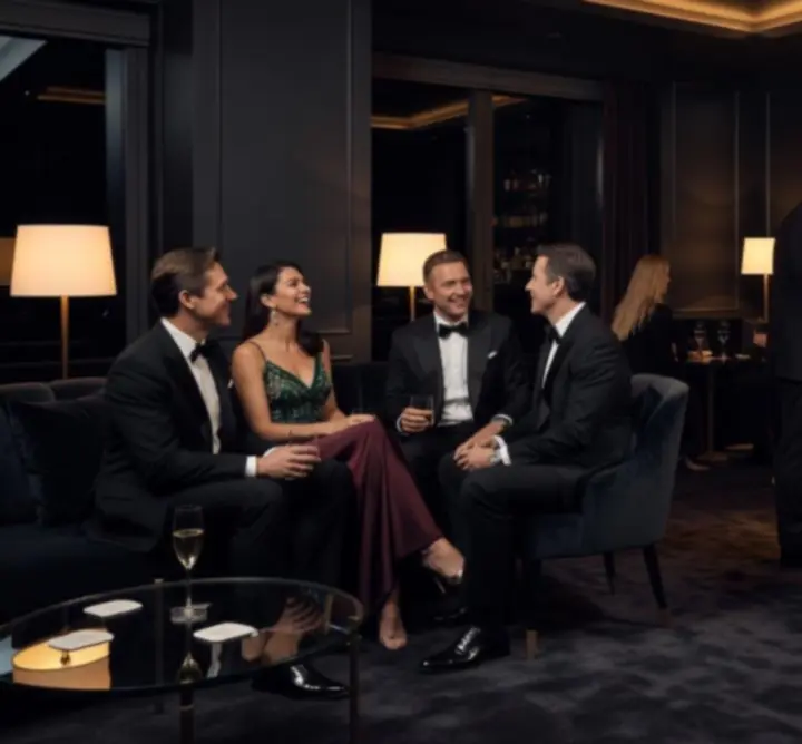 Hangulatos pillanat a Top Magyar Helyek egyik esti rendezvényén, gyertyafényes asztalokkal és elegáns vendégekkel.