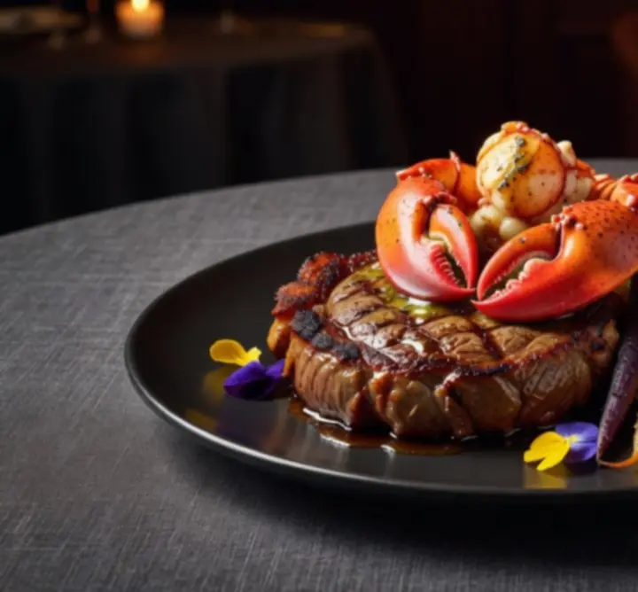 Gourmet fogás közelről elegáns tálalással
