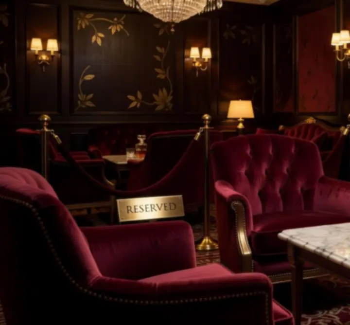 Luxus VIP lounge tér bárpulttal és kényelmes ülőbútorokkal.